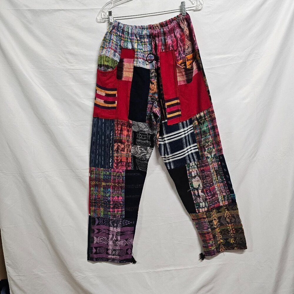 Guatemalan Boho Uniq Multicolor Multipattern Unisex Pants Woven Artsy Embroidery - Picture 10 of 15